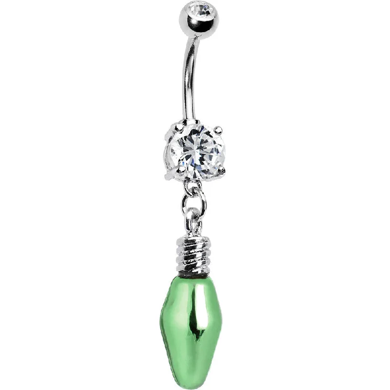 Belly Rings with Exotic Patterns for Unique Style -Green Holiday Light Double Gem Belly Ring Belly Rings with Exotic Patterns for Unique Style -Green Holiday Light Double Gem Belly Ring
