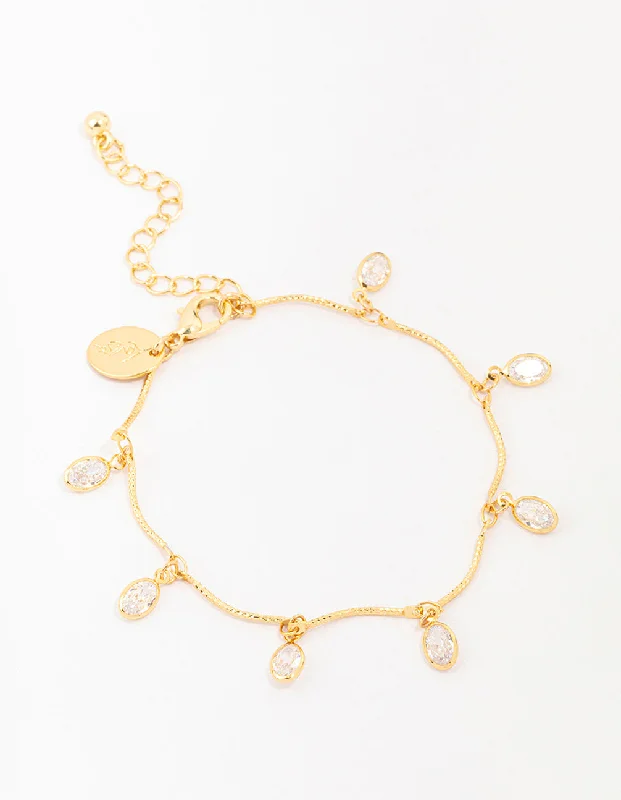 Personalized Cuff Bangles for Women-Gold Plated Brass Vine Crystal Charm Bracelet
