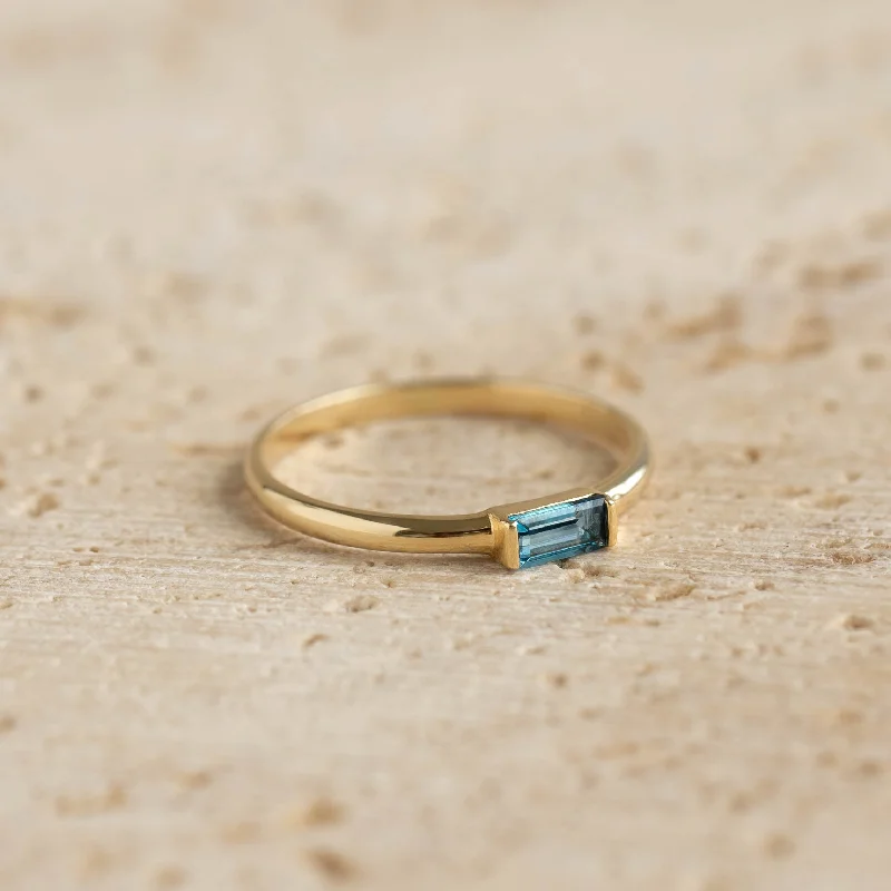 Chic Women's Rings for Fashion-Forward Looks-Baguette Ring London Blue Topaz 14k Gold - Synne Chic Women's Rings for Fashion-Forward Looks-Baguette Ring London Blue Topaz 14k Gold - Synne
