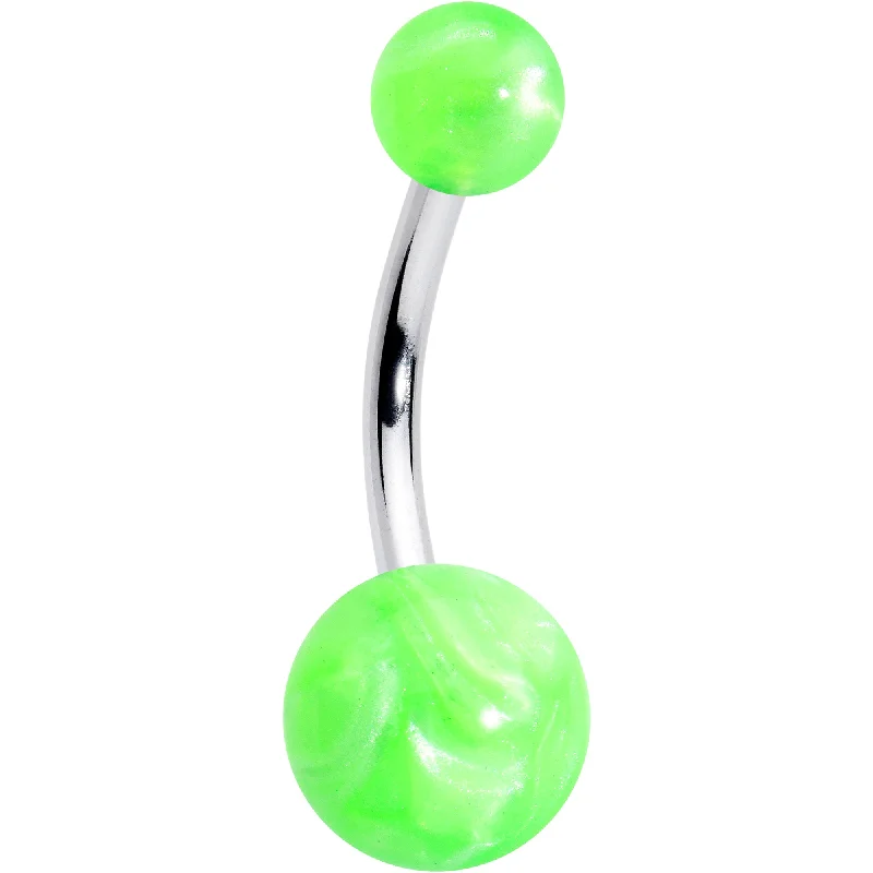 Belly Rings for a Perfect Fit -Opaque Bright Green Ends Belly Ring