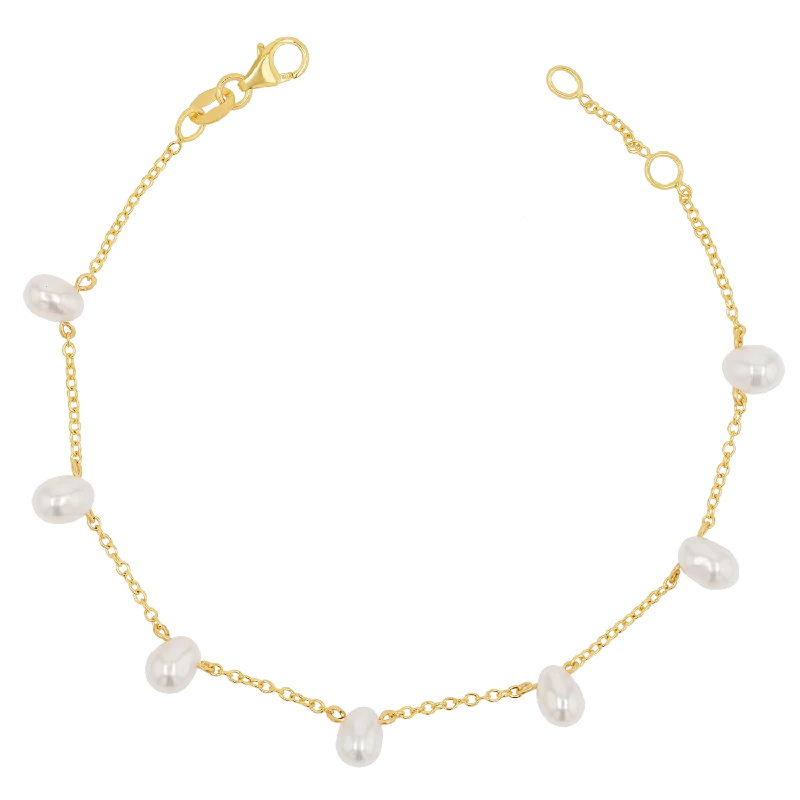 Personalized Charm Bracelets for Men-Pearl Drop Station Bracelet