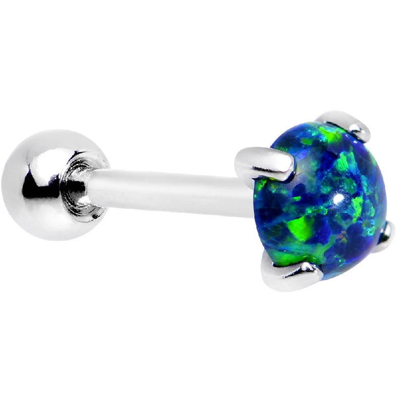 Women's Earrings – Elegant Designs for Every Personality--18 Gauge 5/16 Black 5mm Synthetic Opal Steel Prong Set Cartilage