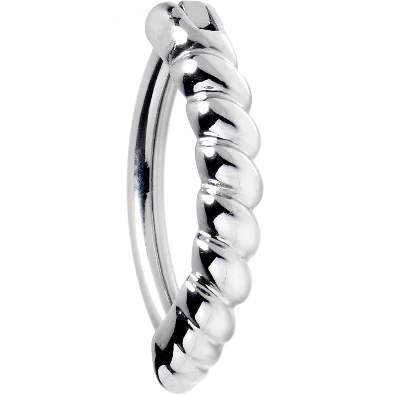 Comfortable Belly Rings for Unique Fashion -14 Gauge 3/8 Grade 23 Titanium Rope Style Hinged Hoop Belly Ring Comfortable Belly Rings for Unique Fashion -14 Gauge 3/8 Grade 23 Titanium Rope Style Hinged Hoop Belly Ring