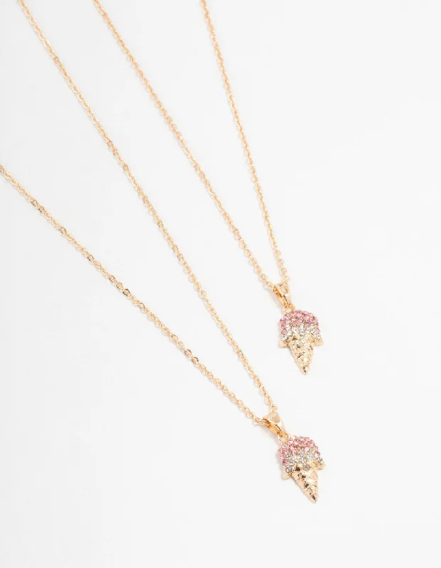 Shop Classic Women's  Necklaces & Pendants with a Modern Twist-Gold Ice Cream Necklaces 2-Pack