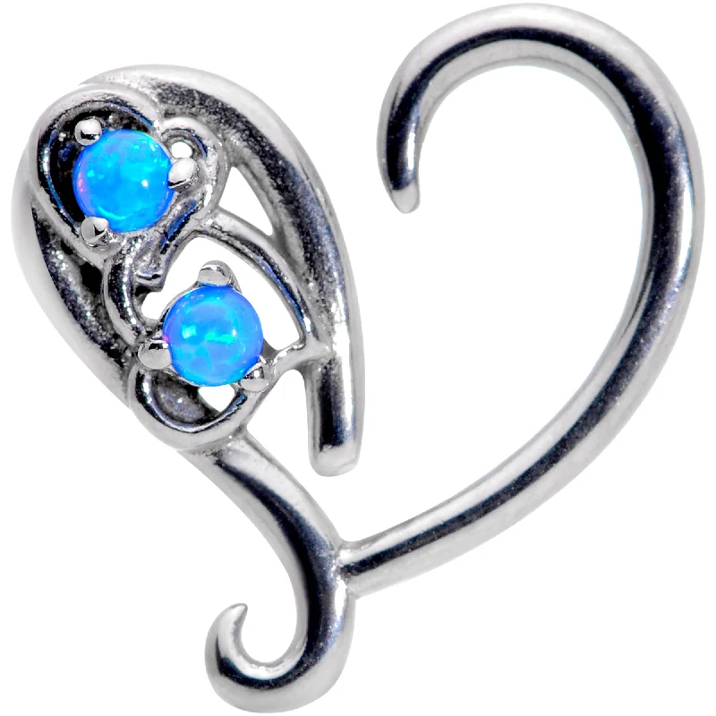 Women's Earrings – Elegant Designs for Every Personality--16 Gauge 3/8 Blue Synthetic Opal Heart Right Ear Cartilage Earring Women's Earrings – Elegant Designs for Every Personality--16 Gauge 3/8 Blue Synthetic Opal Heart Right Ear Cartilage Earring