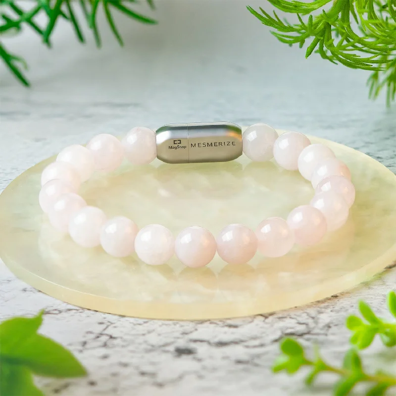 Stylish Rubber Bracelets for Men-Solace Rose Quartz Natural Stone Bracelet with MagSnap 2 Stylish Rubber Bracelets for Men-Solace Rose Quartz Natural Stone Bracelet with MagSnap 2