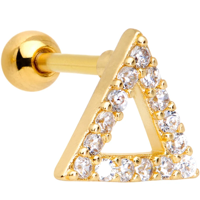 Women's Earrings – Elegant Designs for Every Personality--16 Gauge 1/4 Clear Gem Gold Tone Triangle Cartilage Tragus Women's Earrings – Elegant Designs for Every Personality--16 Gauge 1/4 Clear Gem Gold Tone Triangle Cartilage Tragus