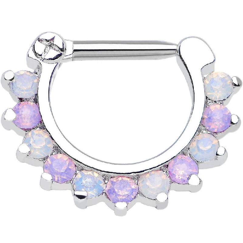 Beautifully Crafted Gold Nose Rings -14 Gauge 5/16 Alluring Faux Opal Sparkling Gem Septum Clicker Beautifully Crafted Gold Nose Rings -14 Gauge 5/16 Alluring Faux Opal Sparkling Gem Septum Clicker