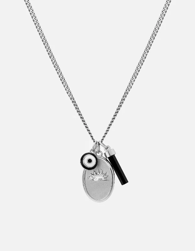 Exclusive Men's Necklaces & Pendants for the Modern Gentleman-Dawn Trilogy Necklace, Sterling Silver/Black Exclusive Men's Necklaces & Pendants for the Modern Gentleman-Dawn Trilogy Necklace, Sterling Silver/Black