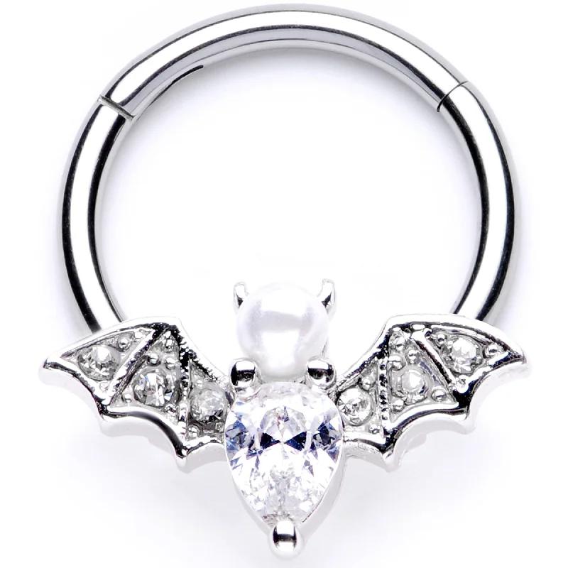 Personalized Nose Rings -16 Gauge 3/8 Clear Gem Vampire Bat Halloween Hinged Segment Ring Personalized Nose Rings -16 Gauge 3/8 Clear Gem Vampire Bat Halloween Hinged Segment Ring