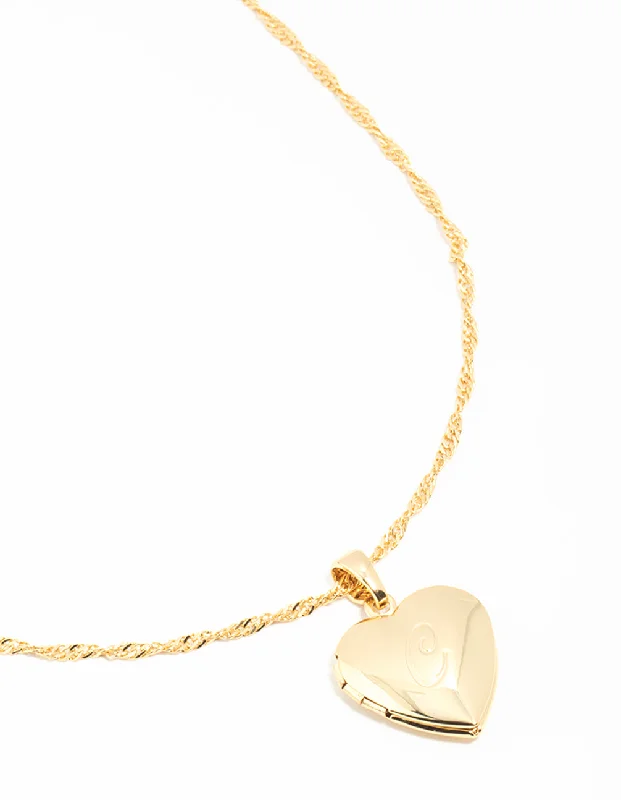 Shop Classic Women's Necklaces & Pendants with a Modern Twist-Gold Plated C Heart Locket Necklace Shop Classic Women's Necklaces & Pendants with a Modern Twist-Gold Plated C Heart Locket Necklace