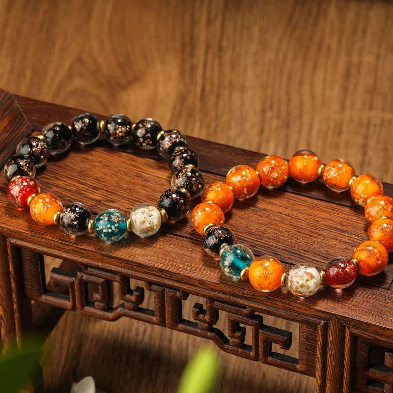 Men's Stylish Bracelets with Textured Design-Buddha Stones Luminous Liuli Glass Bead Luck Fluorescent Bracelet Men's Stylish Bracelets with Textured Design-Buddha Stones Luminous Liuli Glass Bead Luck Fluorescent Bracelet