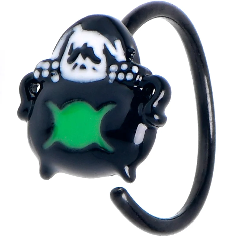 Tribal Nose Rings -20 Gauge 5/16" Triple Moon Cauldron Black Nose Hoop