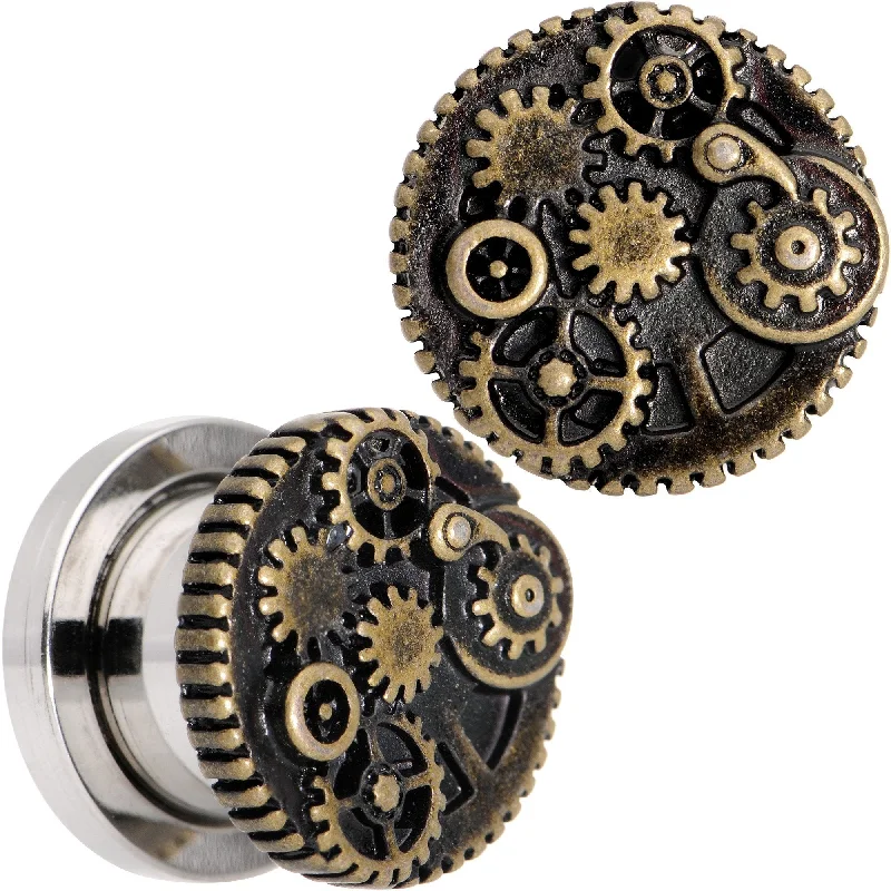Women's Earrings – Elegant Designs for Every Personality--Steampunk Gears and Gizmos Screw Fit Tunnel Plug Set 2 Gauge to 1 Inch Women's Earrings – Elegant Designs for Every Personality--Steampunk Gears and Gizmos Screw Fit Tunnel Plug Set 2 Gauge to 1 Inch