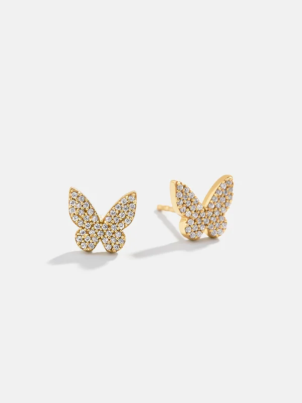 Women's Earrings – Elegant Designs for Every Personality--18K Gold Butterfly Earrings - Gold/Pavé