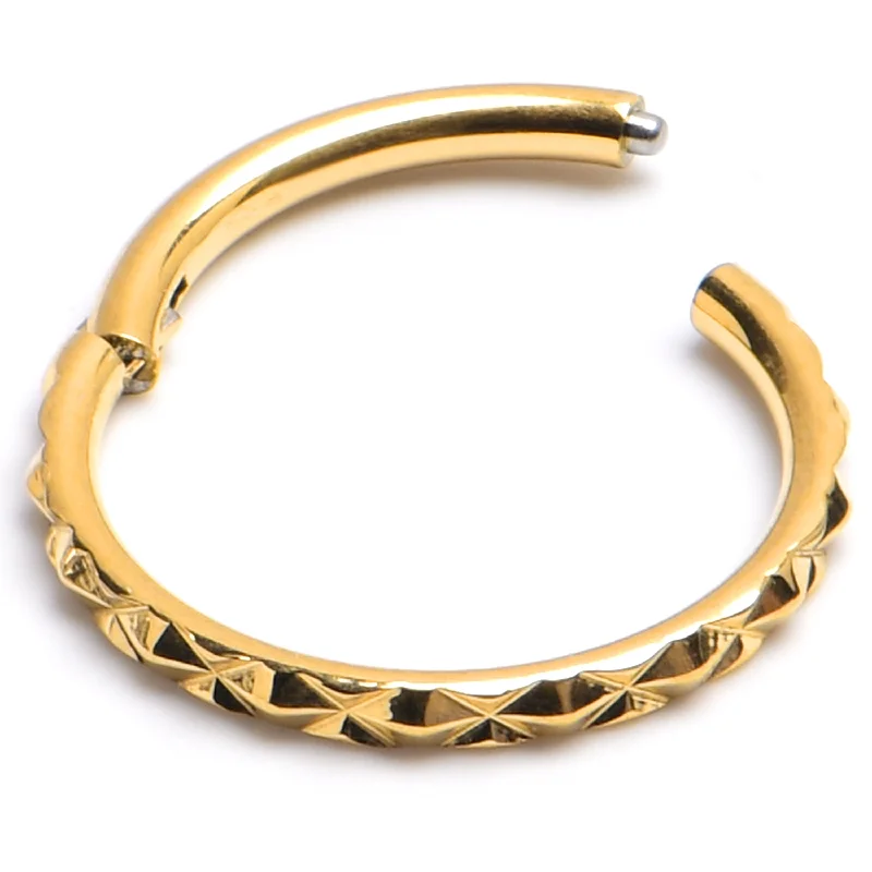 Nose Rings for Casual Wear -16 Gauge 3/8 Gold Tone Punk Texture Precision Hinge Segment Ring Nose Rings for Casual Wear -16 Gauge 3/8 Gold Tone Punk Texture Precision Hinge Segment Ring