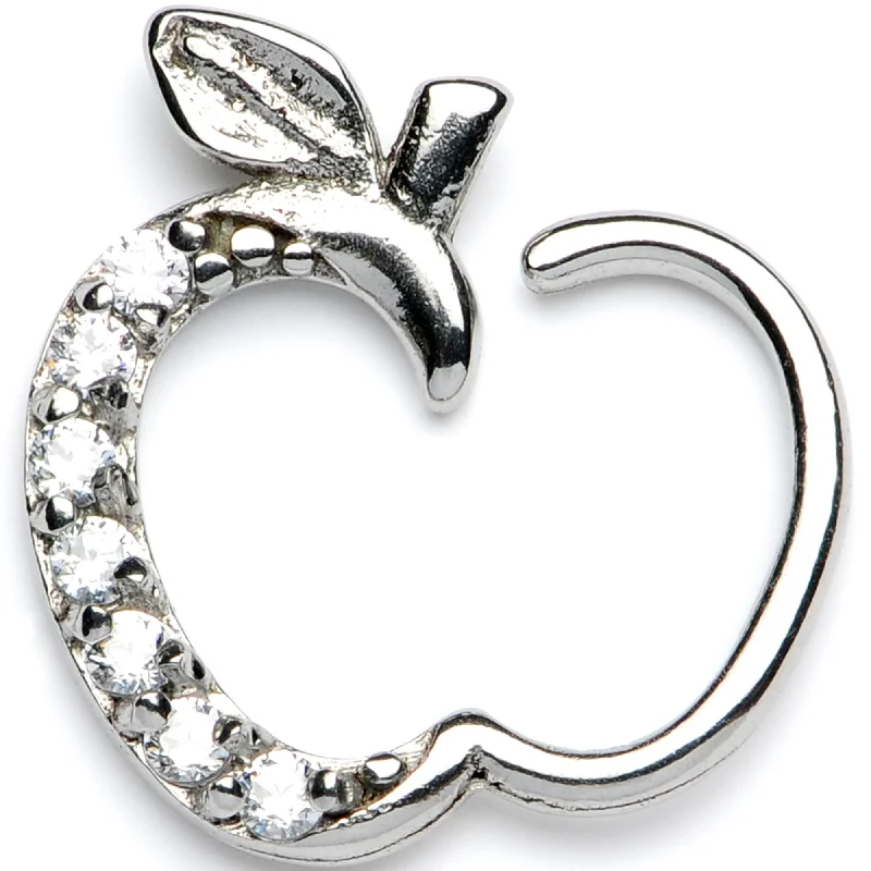 Women's Earrings – Elegant Designs for Every Personality--16 Gauge 3/8 Clear CZ Gem Tasty Treat Right Apple Closure Ring