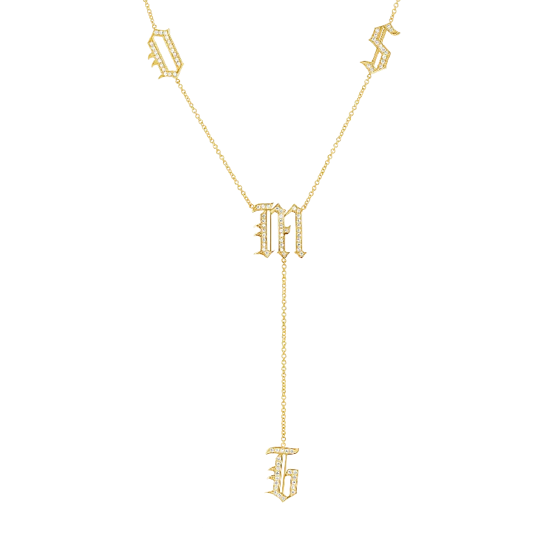 Shop Classic Women's Necklaces & Pendants with a Modern Twist-Diamond Old English Letter Drop Necklace Shop Classic Women's Necklaces & Pendants with a Modern Twist-Diamond Old English Letter Drop Necklace