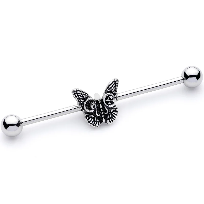Women's Earrings – Elegant Designs for Every Personality--14 Gauge Death Mask Butterfly Industrial Barbell 38mm Women's Earrings – Elegant Designs for Every Personality--14 Gauge Death Mask Butterfly Industrial Barbell 38mm