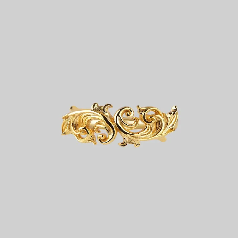 Chic Women's Rings for Fashion-Forward Looks-IMPERIAL. Ornate Flourish Ring - Gold