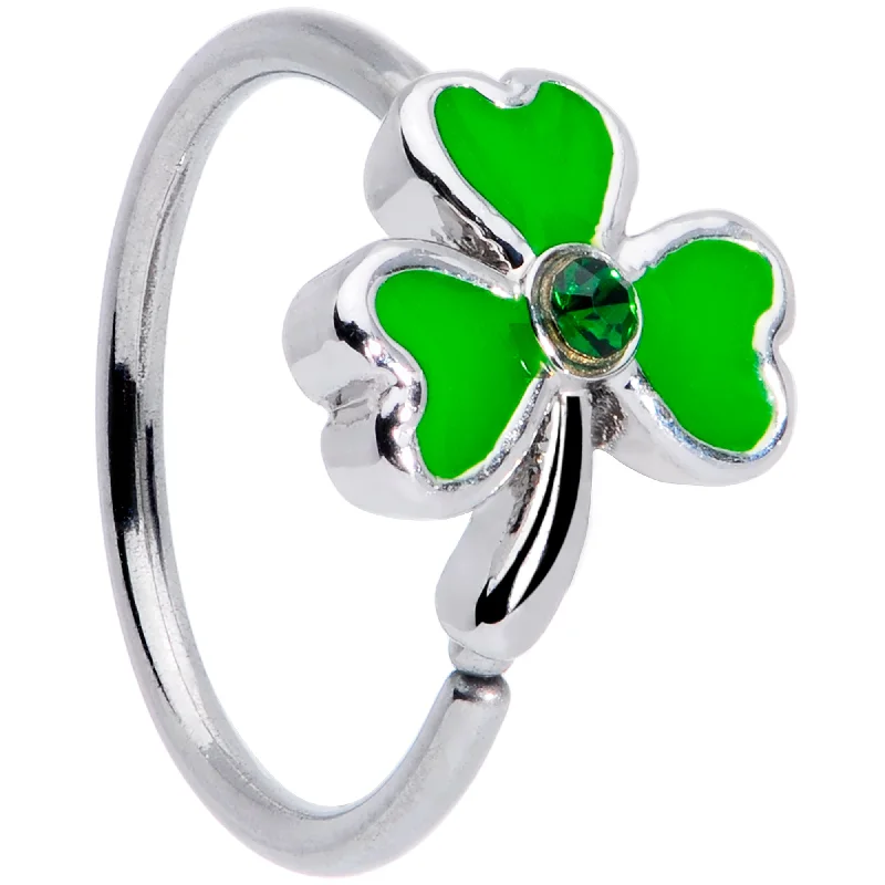 Nose Rings for Statement Jewelry -20 Gauge 5/16 Black Gem Green Shamrock St Patricks Day Nose Hoop Nose Rings for Statement Jewelry -20 Gauge 5/16 Black Gem Green Shamrock St Patricks Day Nose Hoop