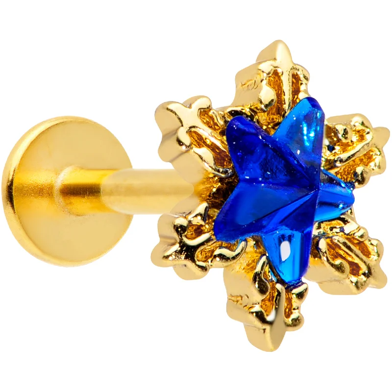 Stunning Lip Rings with Dazzling Stones16 Gauge 5/16 Blue Gem Gold Tone Star Labret Monroe Tragus