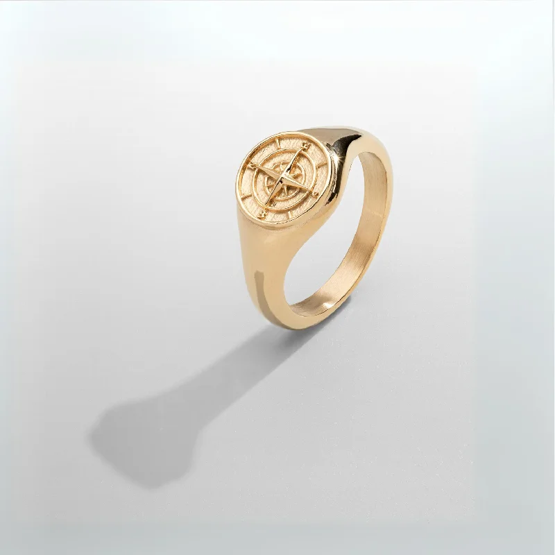 Top Men's Rings – Crafted for Every Style  Compass Signet Ring (Gold)