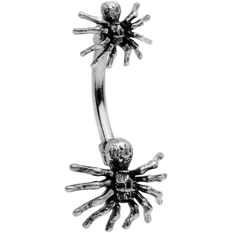 Chic Belly Rings with Gemstone Accents -Creepy Crawly Spider Critters Double Mount Belly Ring Chic Belly Rings with Gemstone Accents -Creepy Crawly Spider Critters Double Mount Belly Ring