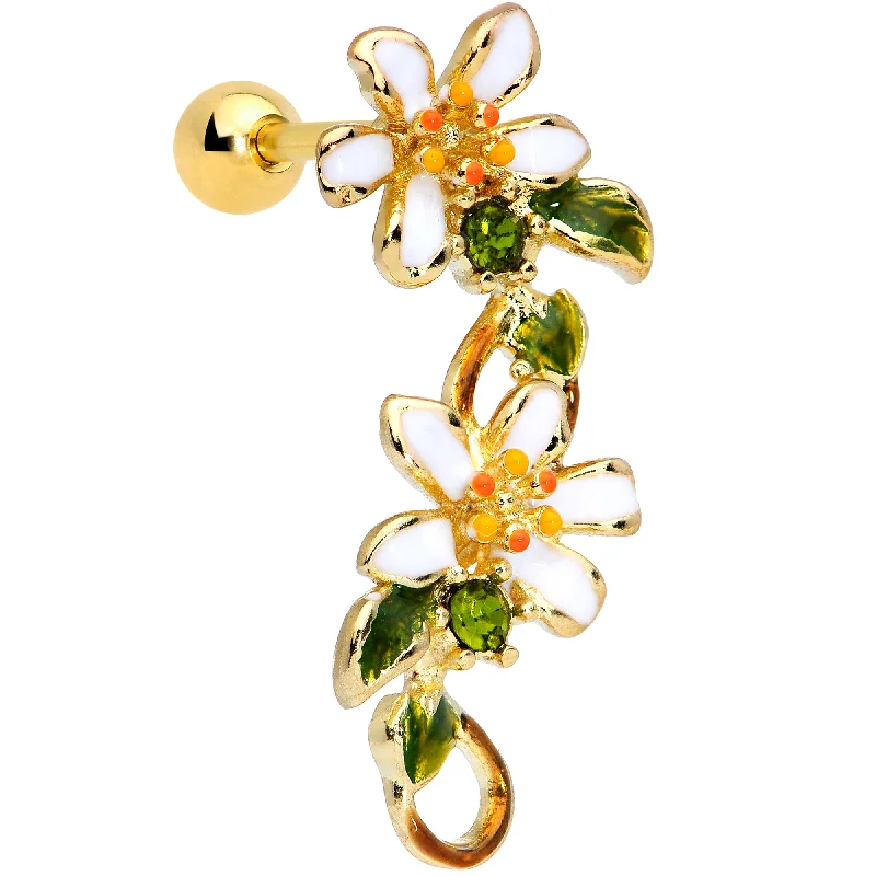 Women's Earrings – Elegant Designs for Every Personality--16 Gauge 1/4 Green Gem Gold Tone Daisy Flower Cartilage Tragus Earring Women's Earrings – Elegant Designs for Every Personality--16 Gauge 1/4 Green Gem Gold Tone Daisy Flower Cartilage Tragus Earring