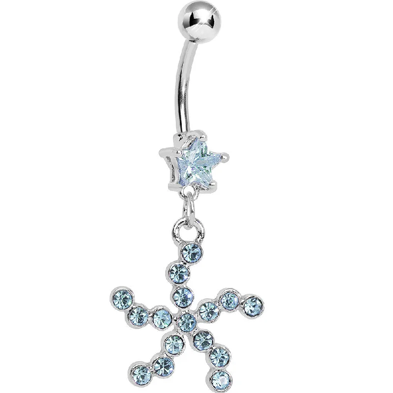 Beautiful Belly Rings with Polished Shine -Aqua Star Gem Aqua Starfish Dangle Belly Ring Beautiful Belly Rings with Polished Shine -Aqua Star Gem Aqua Starfish Dangle Belly Ring