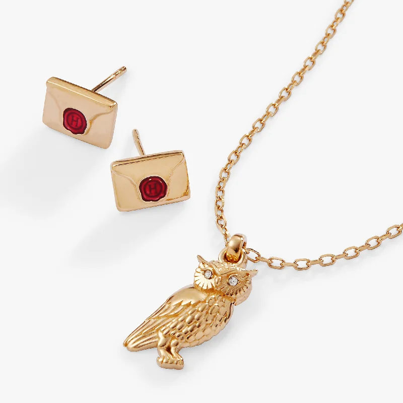 Shop Classic Women's Necklaces & Pendants with a Modern Twist-Harry Potter™ Owl and Hogwarts Letter Necklace and Earring Set, 14kt Gold Plated Shop Classic Women's Necklaces & Pendants with a Modern Twist-Harry Potter™ Owl and Hogwarts Letter Necklace and Earring Set, 14kt Gold Plated