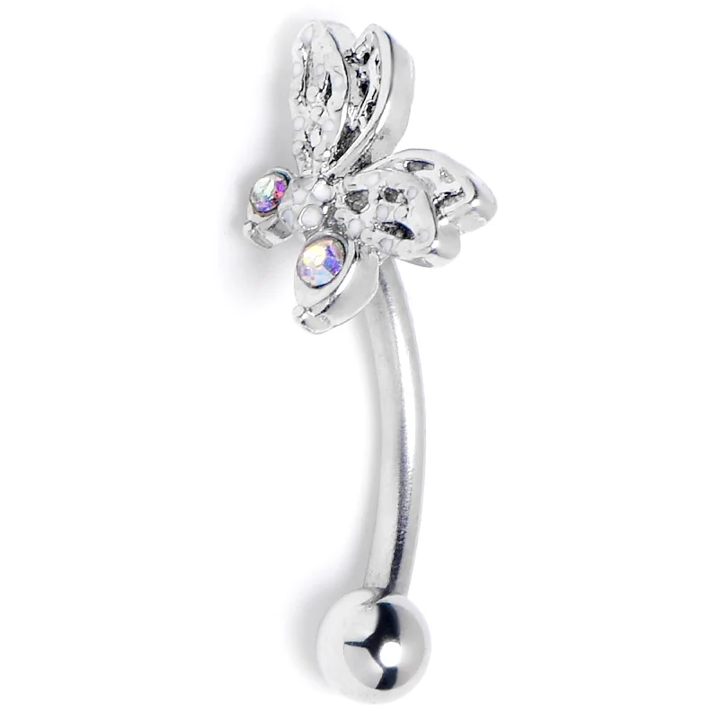 Women's Earrings – Elegant Designs for Every Personality--16 Gauge 5/16 Aurora Gem Ultra Drama Butterfly Curved Eyebrow Ring