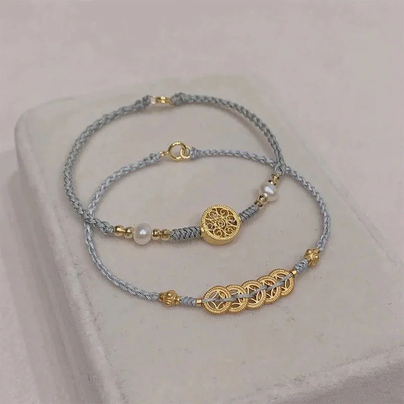 Cool Men's Bracelets for Casual Style-Buddha Stones Copper Coin Fortune Tree Pearl Luck Blue Rope Braided Bracelet Cool Men's Bracelets for Casual Style-Buddha Stones Copper Coin Fortune Tree Pearl Luck Blue Rope Braided Bracelet