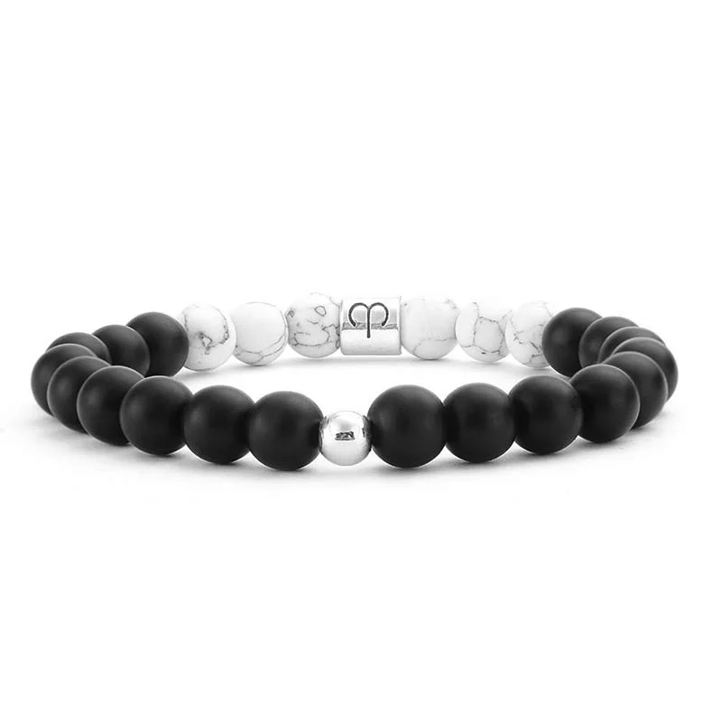 Men's Bracelet for Special Gifts-Buddha Stones 12 Constellations of the Zodiac Natural Frosted Stone White Turquoise Bead Fortune Bracelet Men's Bracelet for Special Gifts-Buddha Stones 12 Constellations of the Zodiac Natural Frosted Stone White Turquoise Bead Fortune Bracelet