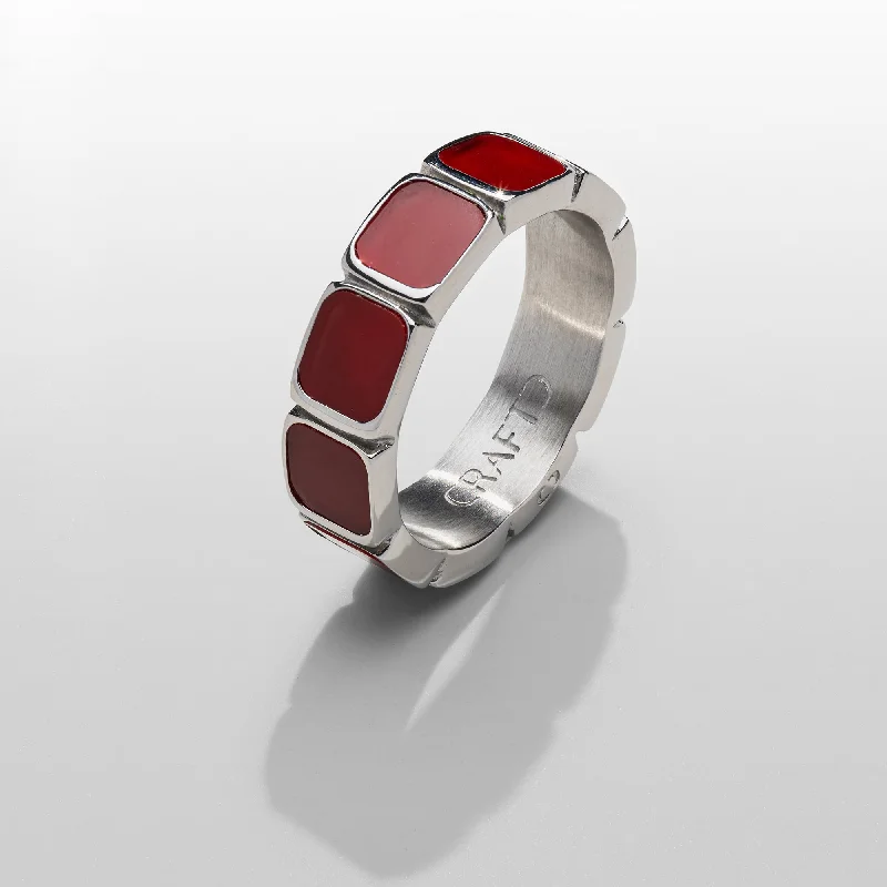 Top Men's Rings – Crafted for Every Style  Red Stone Band Ring (Silver)