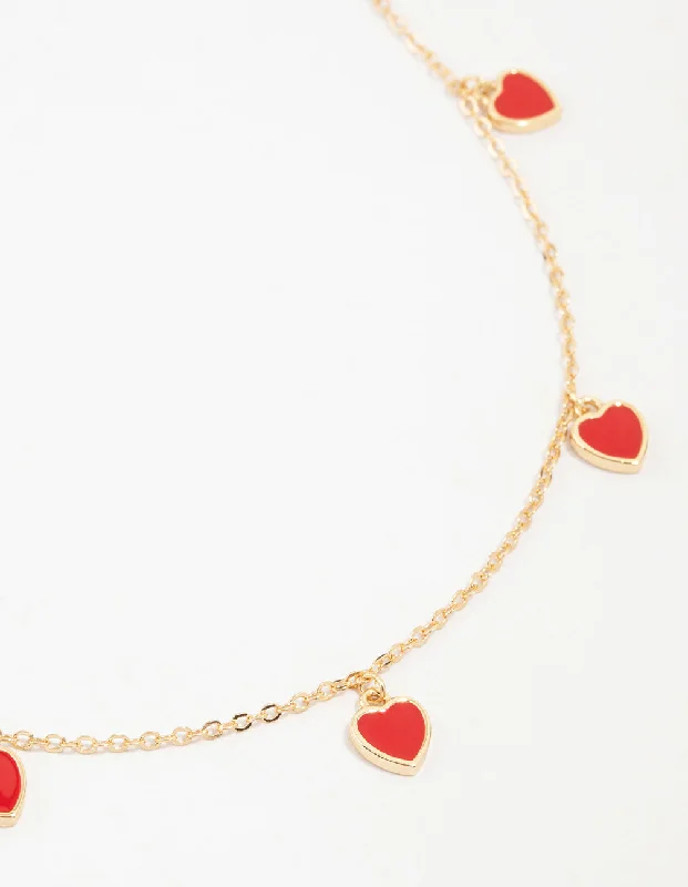 Shop Classic Women's Necklaces & Pendants with a Modern Twist-Gold Red Enamel Heart Necklace Shop Classic Women's Necklaces & Pendants with a Modern Twist-Gold Red Enamel Heart Necklace