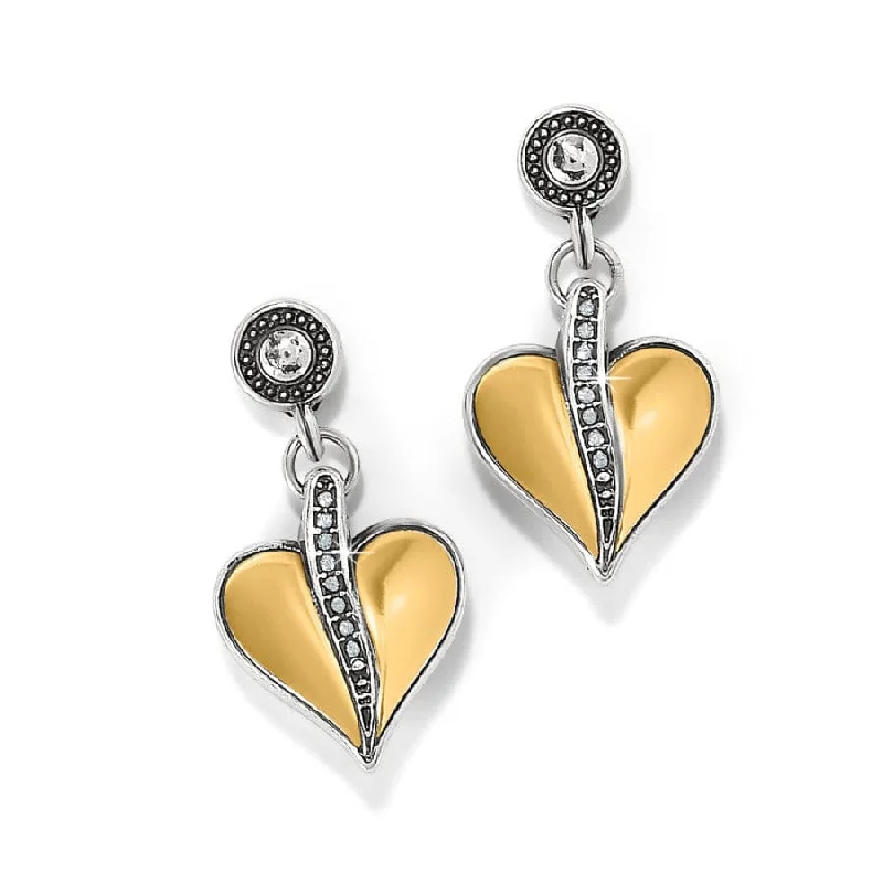 Women's Earrings – Elegant Designs for Every Personality--Precious Heart Two Tone Post Drop Earrings Women's Earrings – Elegant Designs for Every Personality--Precious Heart Two Tone Post Drop Earrings