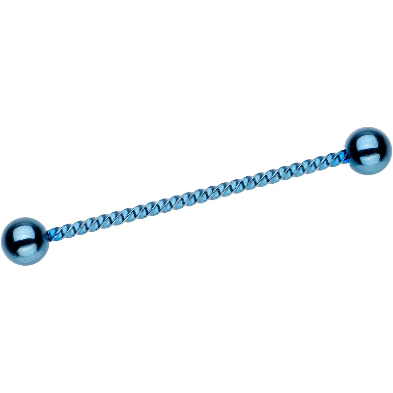 Women's Earrings – Elegant Designs for Every Personality--Light Blue IP Seriously Twisted Industrial Barbell Earring 38mm