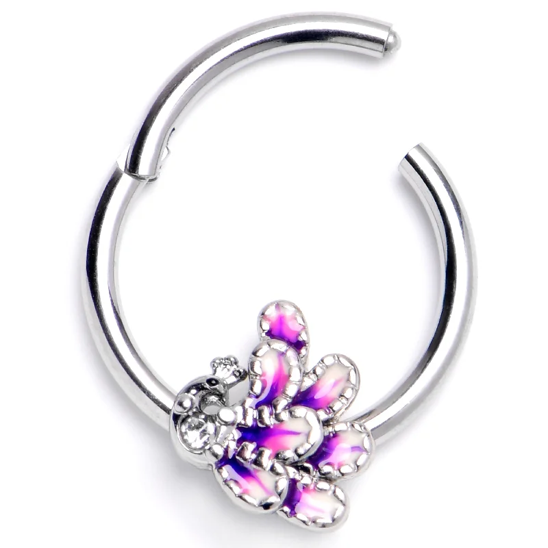 Bridal Nose Rings -16 Gauge 3/8 Peacock Purple Hinged Segment Ring