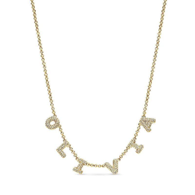 Shop Classic Women's Necklaces & Pendants with a Modern Twist-Spotlight Pavé Bubble Name Necklace (Gold) Shop Classic Women's Necklaces & Pendants with a Modern Twist-Spotlight Pavé Bubble Name Necklace (Gold)