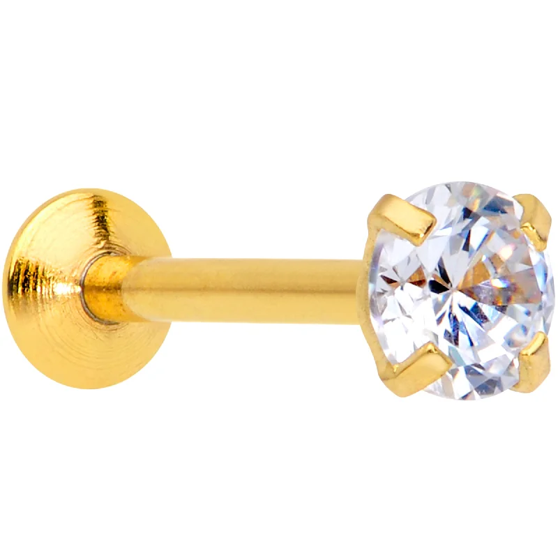 Nose Rings for Piercing -18 Gauge 5/16 CZ Gem Gold PVD 3mm Threadless Push In Labret Tragus Nose Rings for Piercing -18 Gauge 5/16 CZ Gem Gold PVD 3mm Threadless Push In Labret Tragus