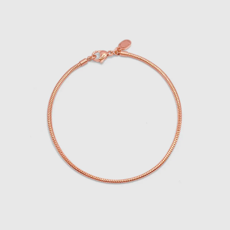 Cool Metal Chain Bracelets for Men-Snake Bracelet (Rose Gold) 2mm