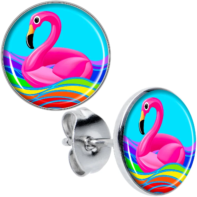 Women's Earrings – Elegant Designs for Every Personality--Rainbow Sea Floating Flamingo Stud Earrings