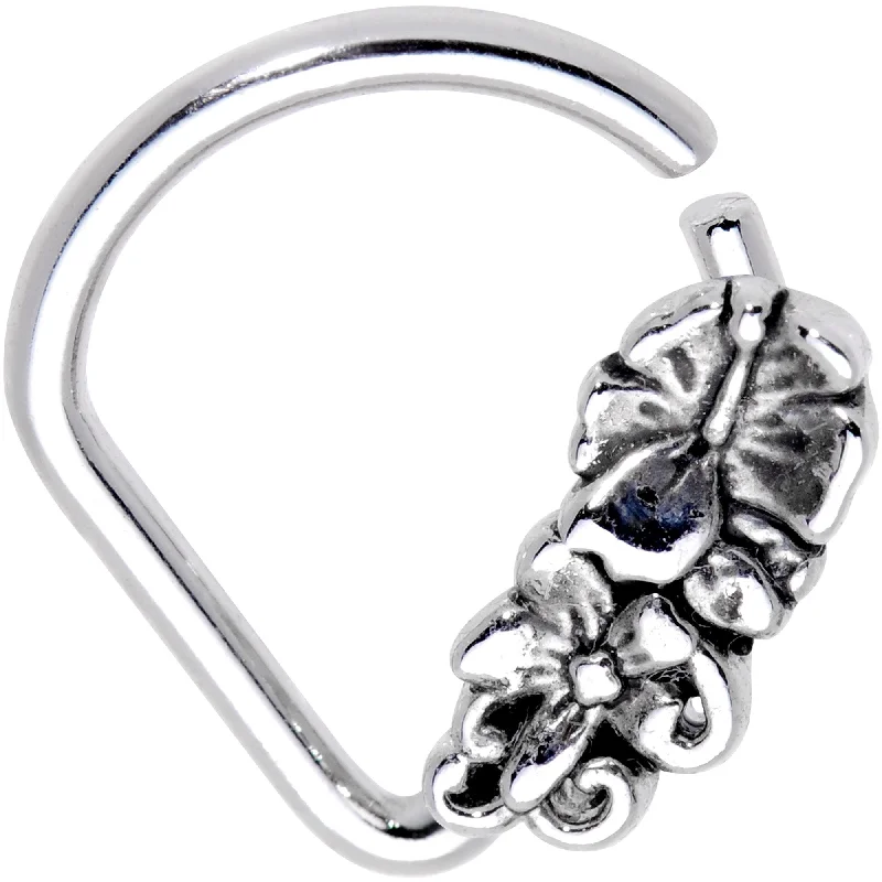 Nose Rings with Emerald Stones -16 Gauge 5/16 Flowery Fun Ellipse Septum Ring