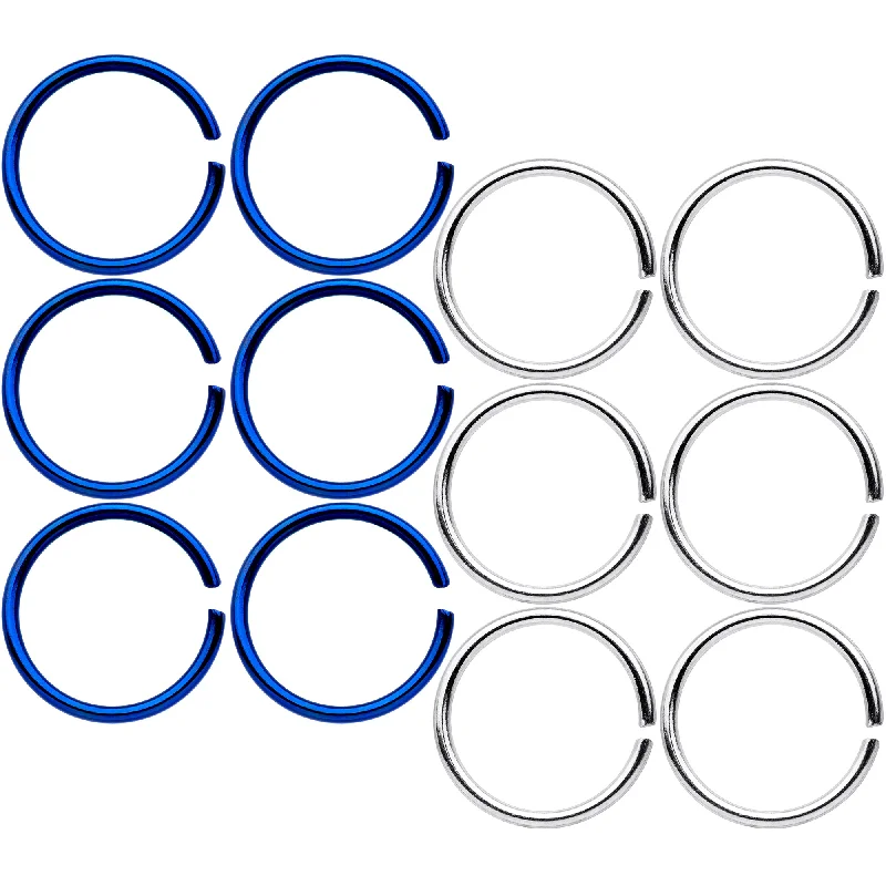 Trendy Nose Rings for Stunning Looks -20 Gauge 5/16 Blue Anodized Steel Seamless Nose Hoop Set of 12 Trendy Nose Rings for Stunning Looks -20 Gauge 5/16 Blue Anodized Steel Seamless Nose Hoop Set of 12