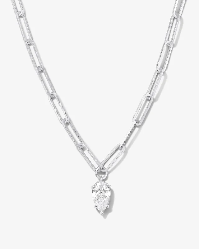 Shop Classic Women's Necklaces & Pendants with a Modern Twist-Samantha Teardrop Necklace - Silver|White Diamondettes Shop Classic Women's Necklaces & Pendants with a Modern Twist-Samantha Teardrop Necklace - Silver|White Diamondettes