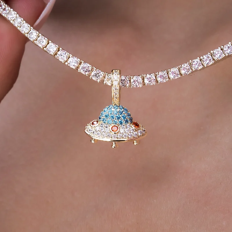 Shop Classic Women's Necklaces & Pendants with a Modern Twist-Micro UFO Pendant in Yellow Gold Shop Classic Women's Necklaces & Pendants with a Modern Twist-Micro UFO Pendant in Yellow Gold
