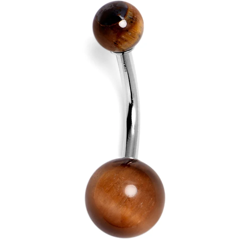 Comfortable Belly Rings with Custom Finish -14 Gauge 3/8 Tiger Eye Natural Stone Belly Ring Comfortable Belly Rings with Custom Finish -14 Gauge 3/8 Tiger Eye Natural Stone Belly Ring