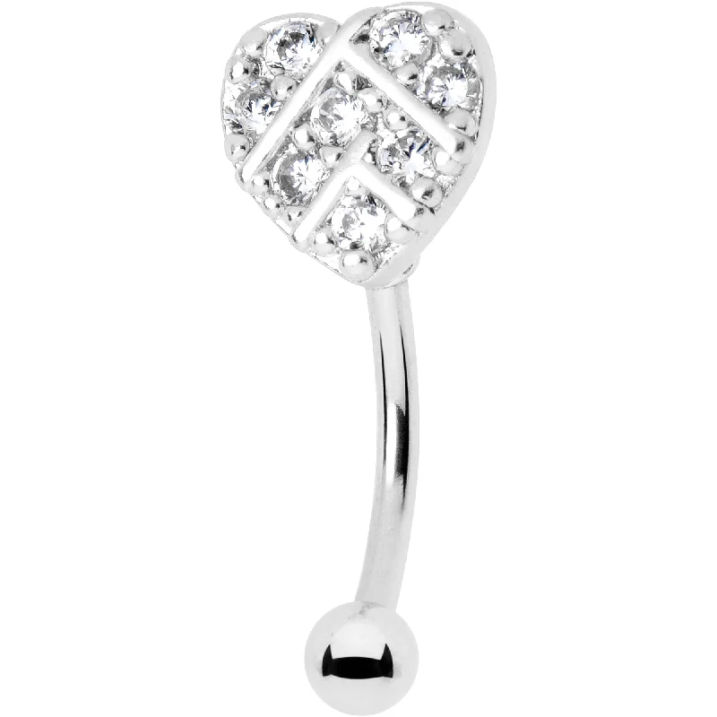 Women's Earrings – Elegant Designs for Every Personality--16 Gauge 5/16 Clear Gem Lattice Heart Curved Eyebrow Ring Women's Earrings – Elegant Designs for Every Personality--16 Gauge 5/16 Clear Gem Lattice Heart Curved Eyebrow Ring
