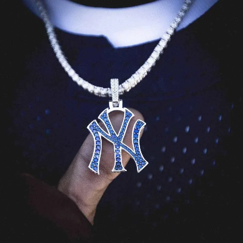 Exclusive Men's Necklaces & Pendants for the Modern Gentleman-New York Yankees Official MLB Logo Pendant in White Gold Exclusive Men's Necklaces & Pendants for the Modern Gentleman-New York Yankees Official MLB Logo Pendant in White Gold